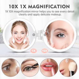 FUNTOUCH travel mirror lit with three-color LED lighting for clear application