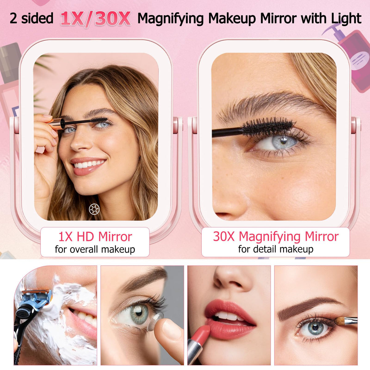 FUNTOUCH travel mirror 1x HD face view for everyday skincare
