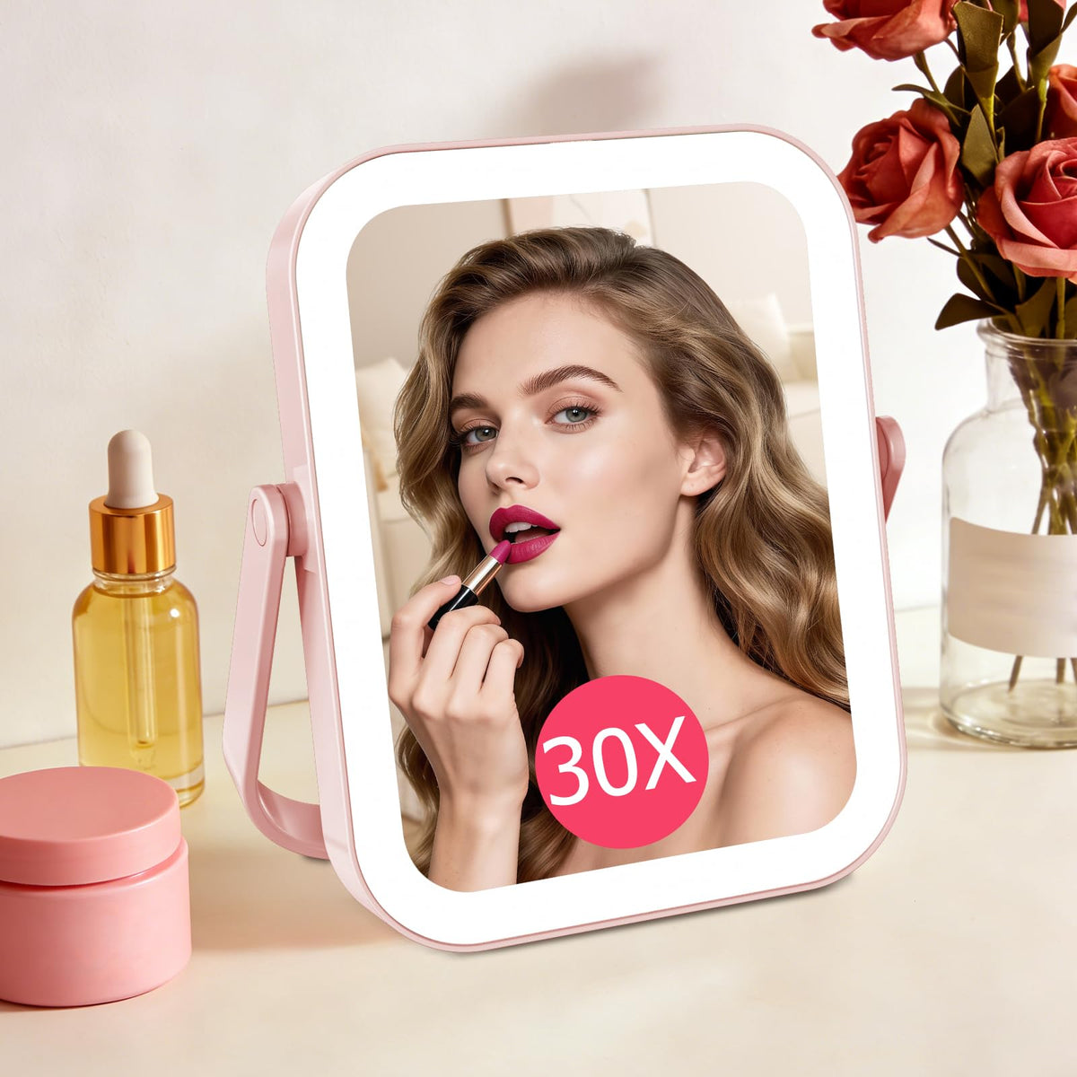 FUNTOUCH travel mirror with 30x magnification for detailed makeup work