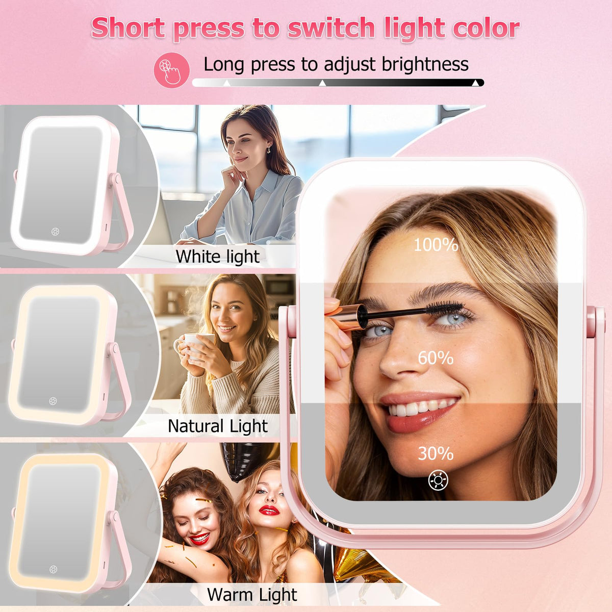 FUNTOUCH mirror features dimmable touch control for precise brightness
