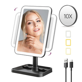 FUNTOUCH vanity mirror compact desk-travel design fits anywhere.
