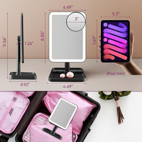 FUNTOUCH vanity mirror with detachable 10x magnifier supports precise detailing.