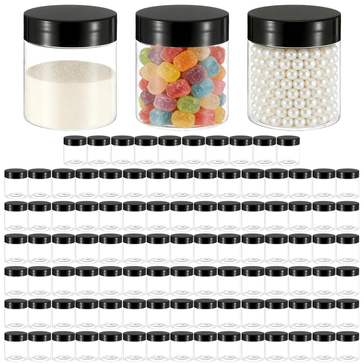 FUPMILPHRANX 4 oz clear jar with black lid for cosmetics storage and quick viewing