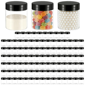 FUPMILPHRANX 4 oz clear jar with black lid for cosmetics storage and quick viewing
