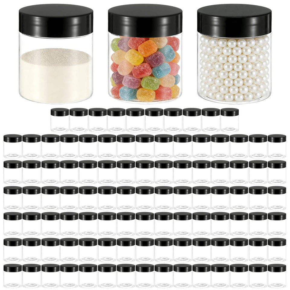 FUPMILPHRANX 4 oz clear jar with black lid for cosmetics storage and quick viewing