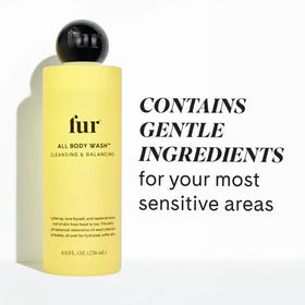 Fur All Body Wash bottle on shelf highlights hydrating, skin-softening cleansing.