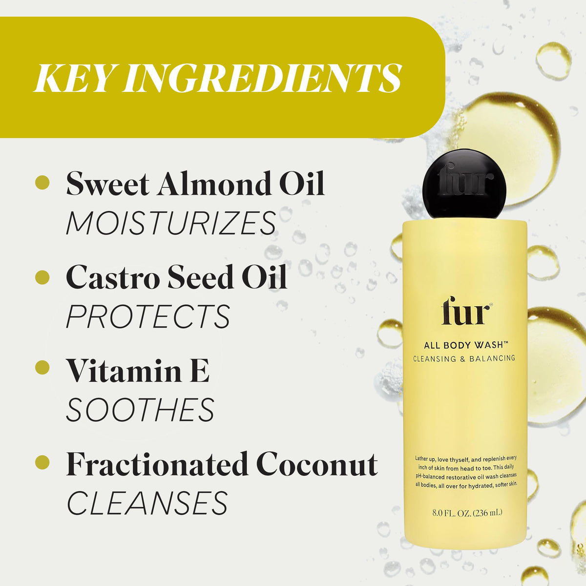 Fur All Body Wash on skin demonstrates hydration and barrier support.