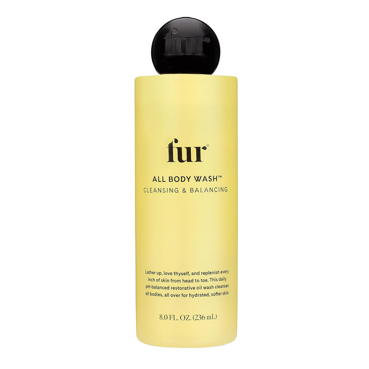 Fur All Body Wash pump dispenser enables easy everyday cleansing with balanced formula.