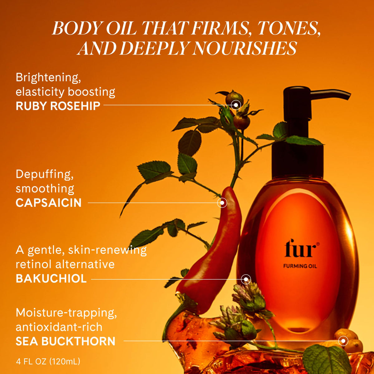 Close-up of Fur Furming Oil pump highlighting easy, non-greasy application
