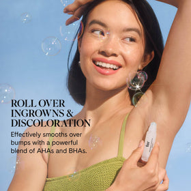 Close-up of ingredients highlights AHAs and BHAs for gentle exfoliation.