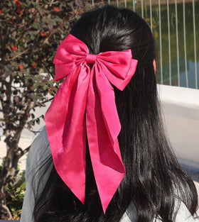 Furling Pompoms white ribbon hair clip for versatile sleek looks
