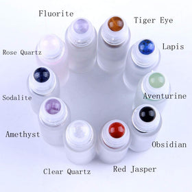 Furnido clear glass roller bottle with amethyst ball for calm, creative blends