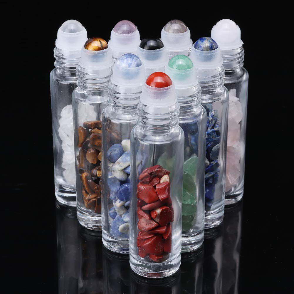 Furnido clear glass roller bottle with black obsidian ball for focused energy blends