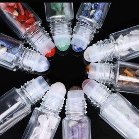 Furnido clear glass roller bottle with clear crystal ball for clean, even dispersion