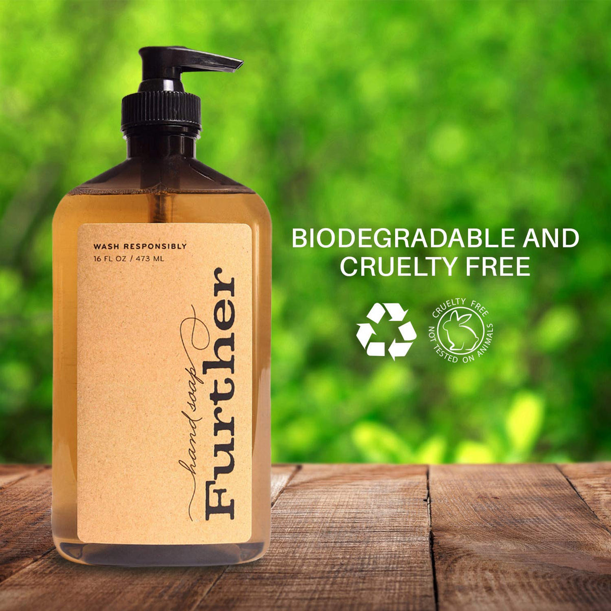 Further Glycerin Hand Soap bergamot-olive fragrance delivers a fresh, clean aroma.