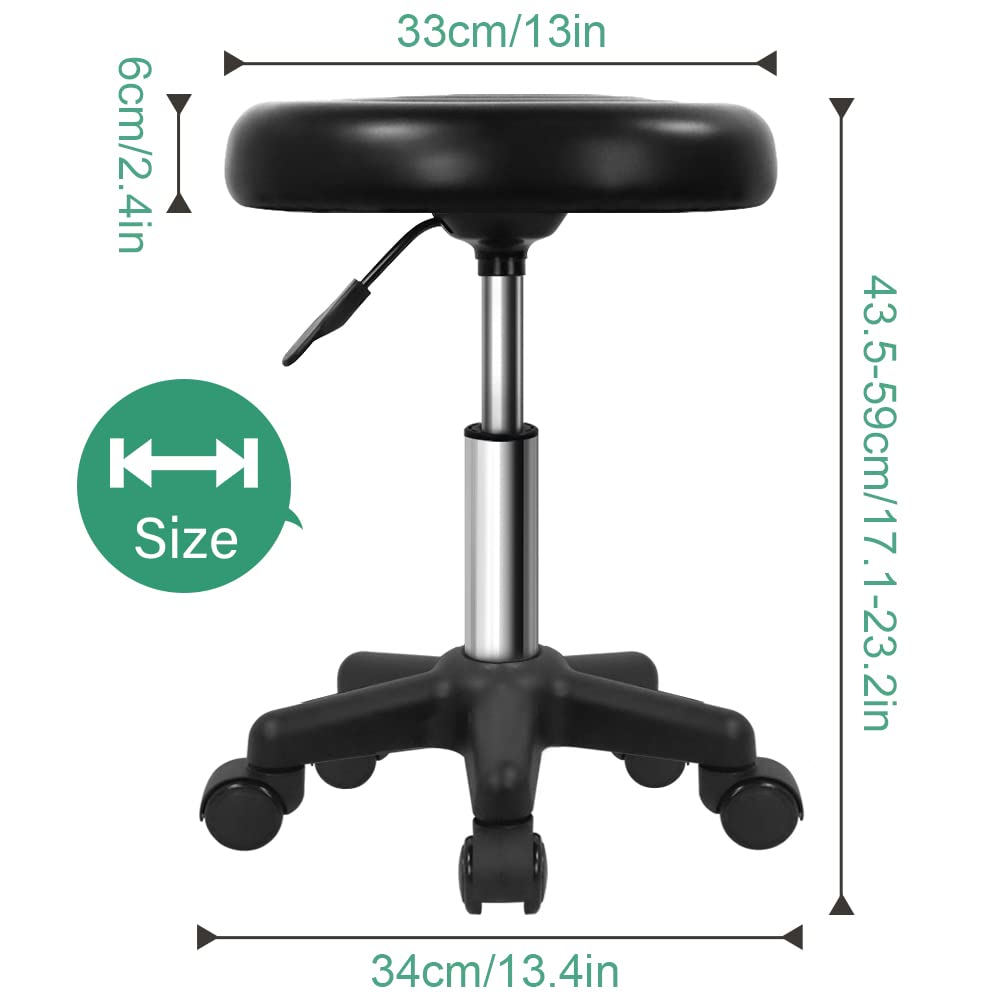 FURWOO height adjustable stool showing 43.5–59 cm range for comfort