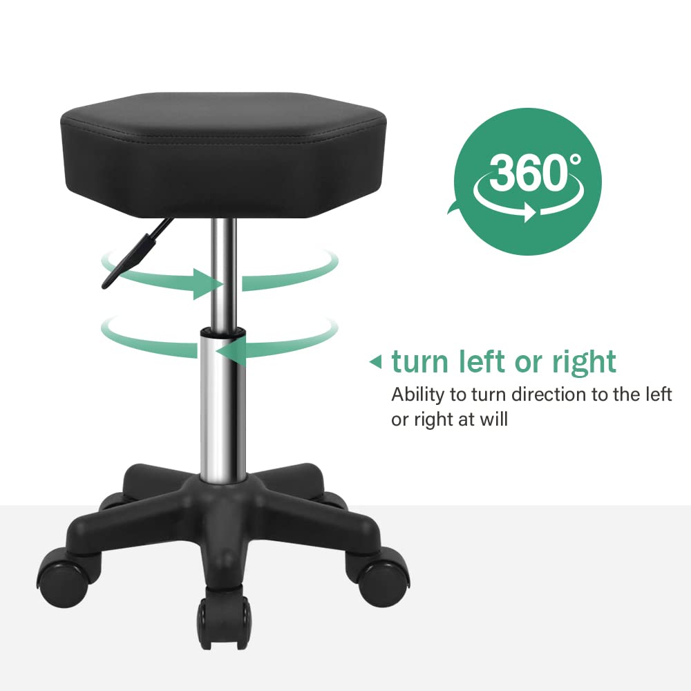 FURWOO Hexagon Rolling Stool 360° swivel on smooth wheels in action.