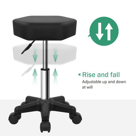 FURWOO Hexagon Rolling Stool compact base emphasizes space-saving durability.