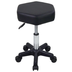 FURWOO Hexagon Rolling Stool front view showing compact profile for spa spaces.