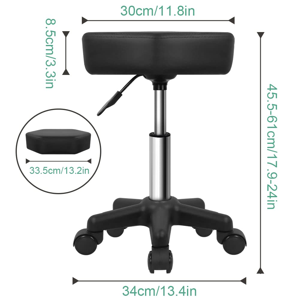 FURWOO Hexagon Rolling Stool seat detail highlighting cushioned comfort.