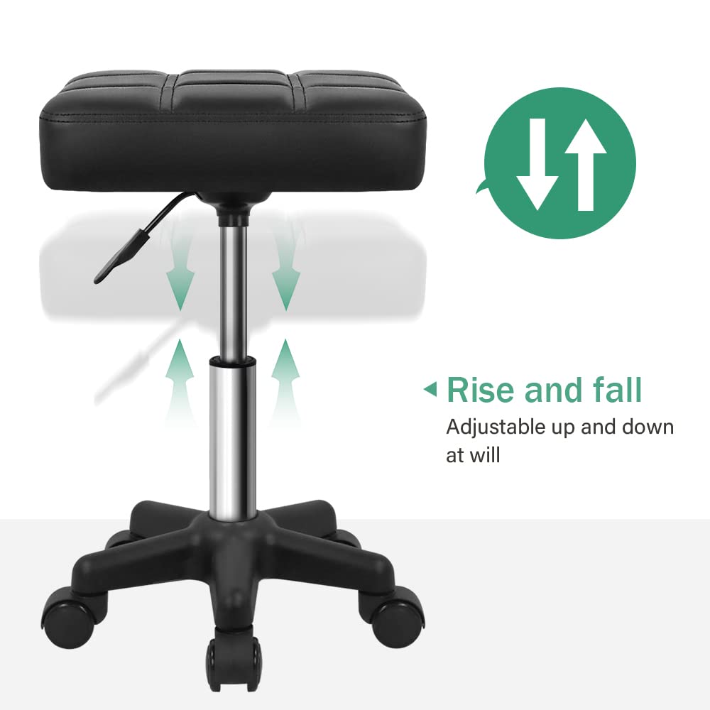 FURWOO square swivel stool with wheels — height range 45–61 cm fits many tables