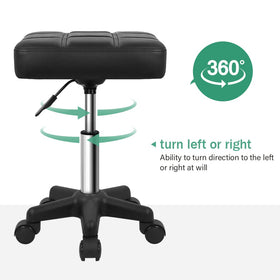 FURWOO square swivel stool with wheels — base and wheels enable 360° swivel