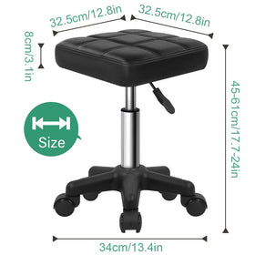 FURWOO square swivel stool with wheels — side view, height adjustability for comfortable treatments