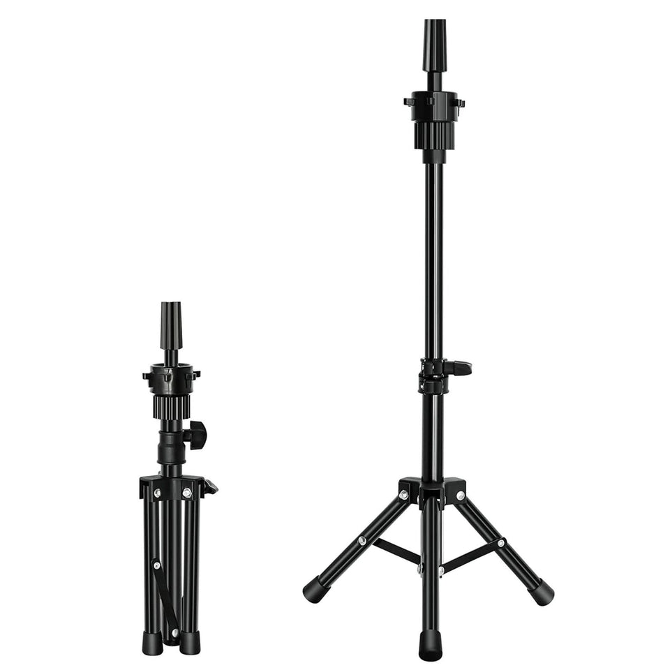 FUTAI mini wig stand tripod base offers sturdy stability for reliable wig display.