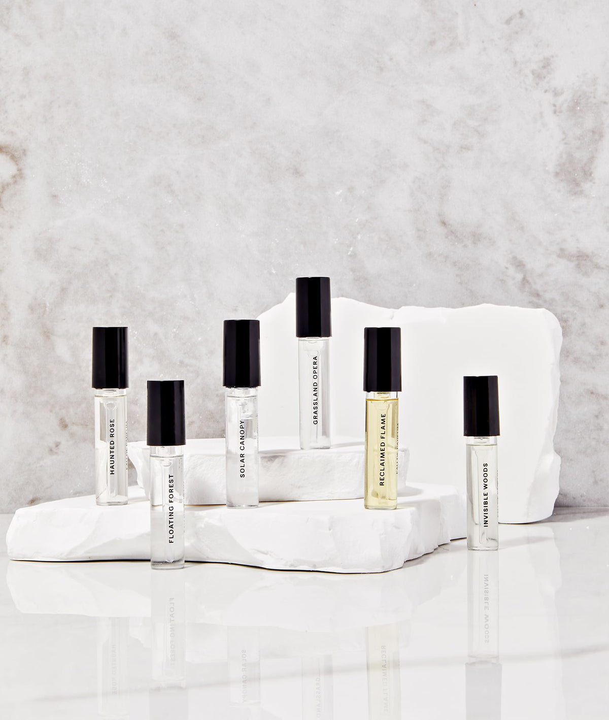 Future Society fragrance discovery set unboxing visuals evoke modern luxury and curiosity.