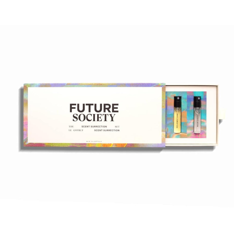 Future Society Fragrance Discovery Set packaging highlights premium unisex design, ideal for gifting.
