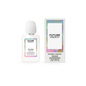 Future Society Optimal Habitat Primer bottle close-up, unscented formula for extended fragrance wear