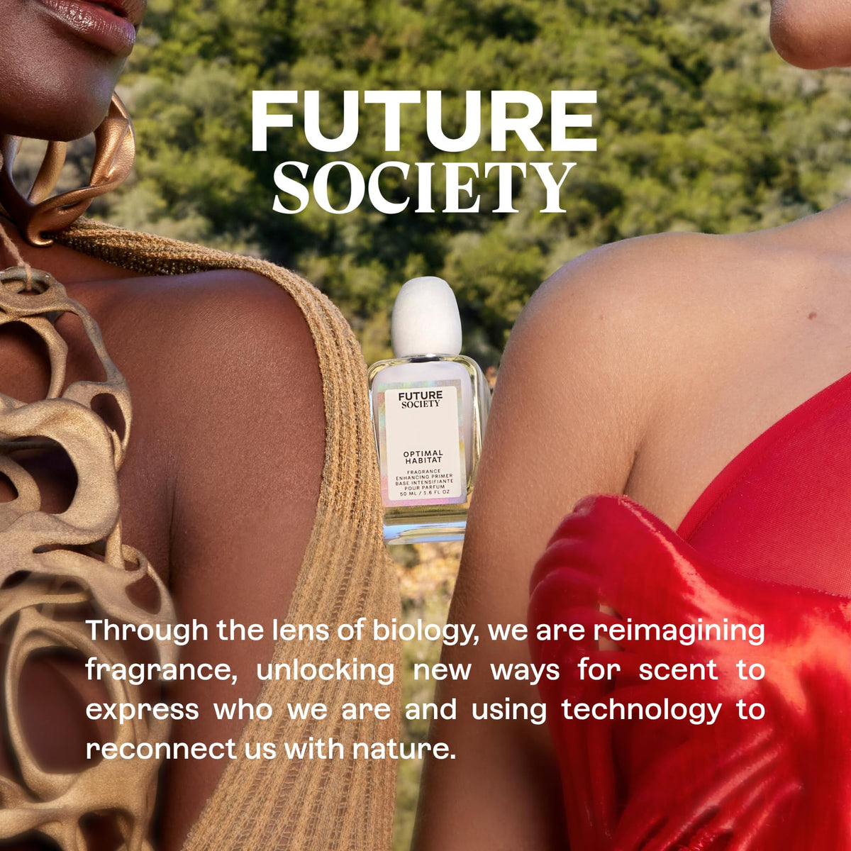 Future Society Optimal Habitat Primer swatch on skin showing microbiome-friendly formula