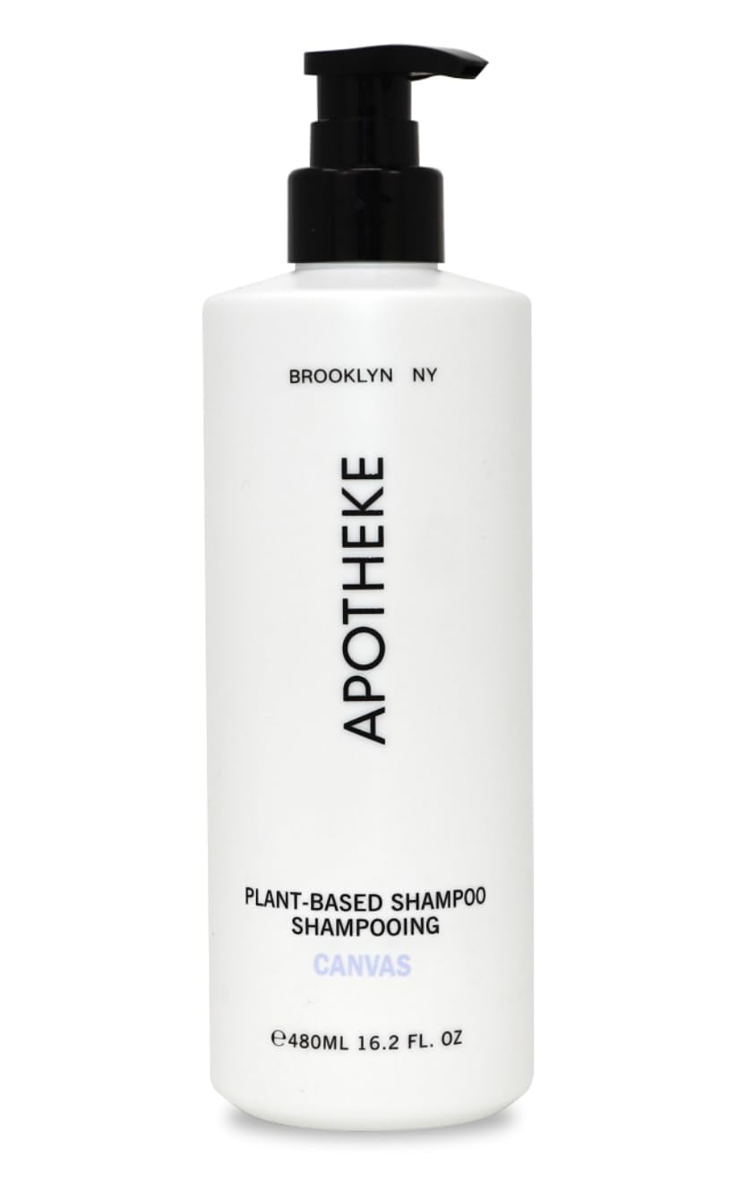 Fuzzion Apothekae Canvas Shampoo bottle showcasing plant-based formula for clean, lightly scented hair