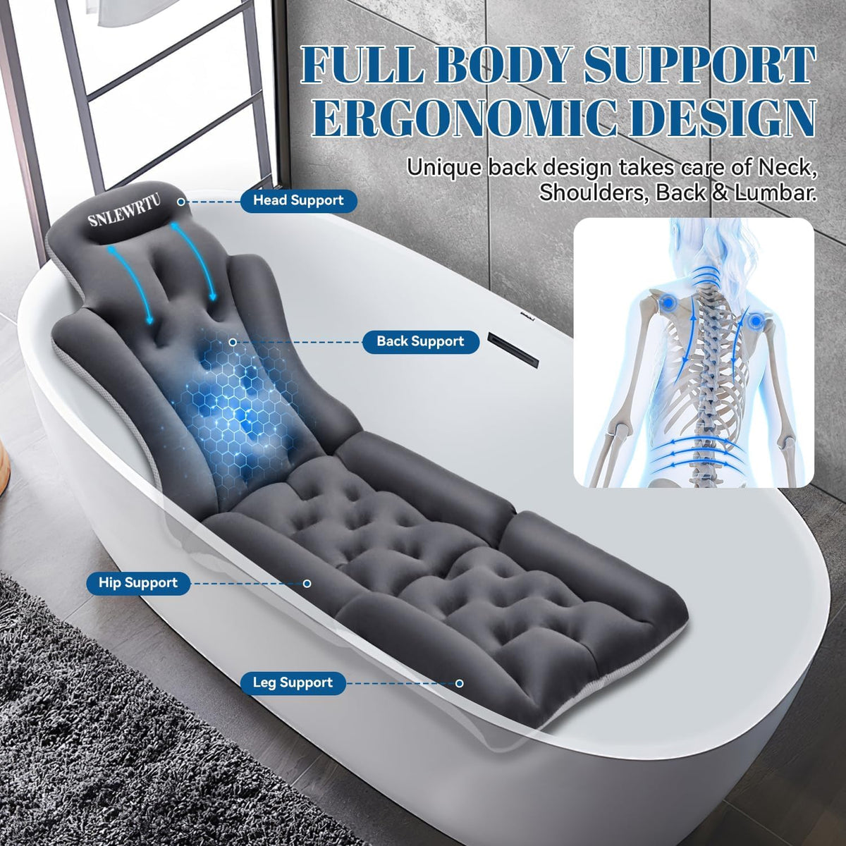 FVIOBUP neck support-3D cradle cushions the head during tub time.
