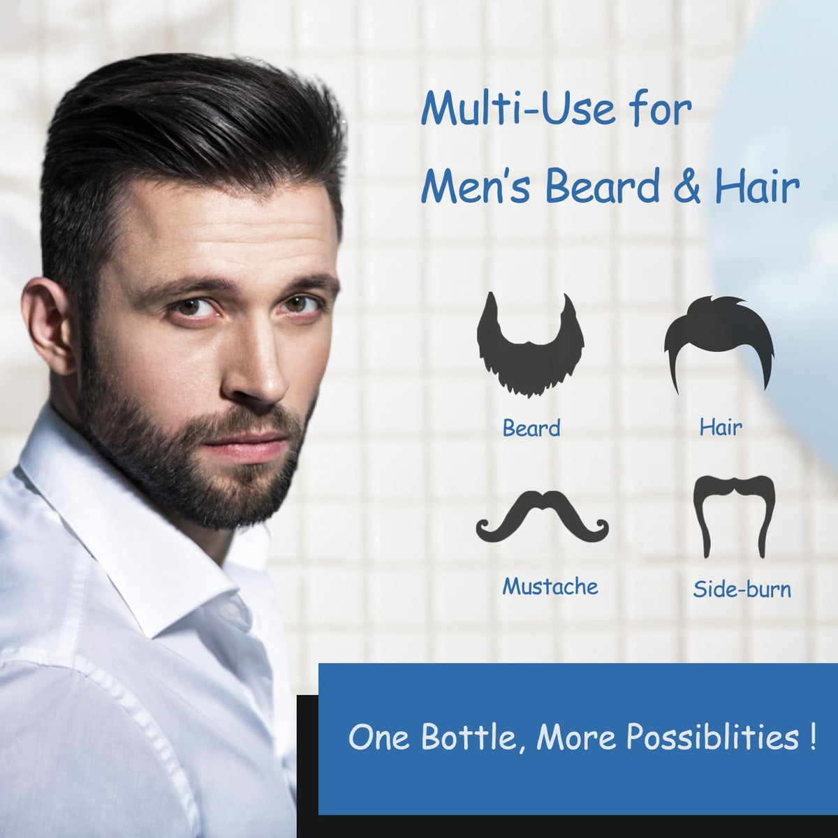 Fvquhvo beard dye shampoo deep black color on facial hair