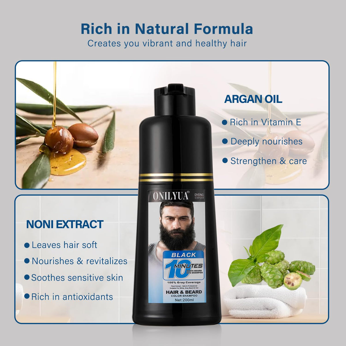 Fvquhvo beard dye shampoo botanical formula gentle for sensitive skin