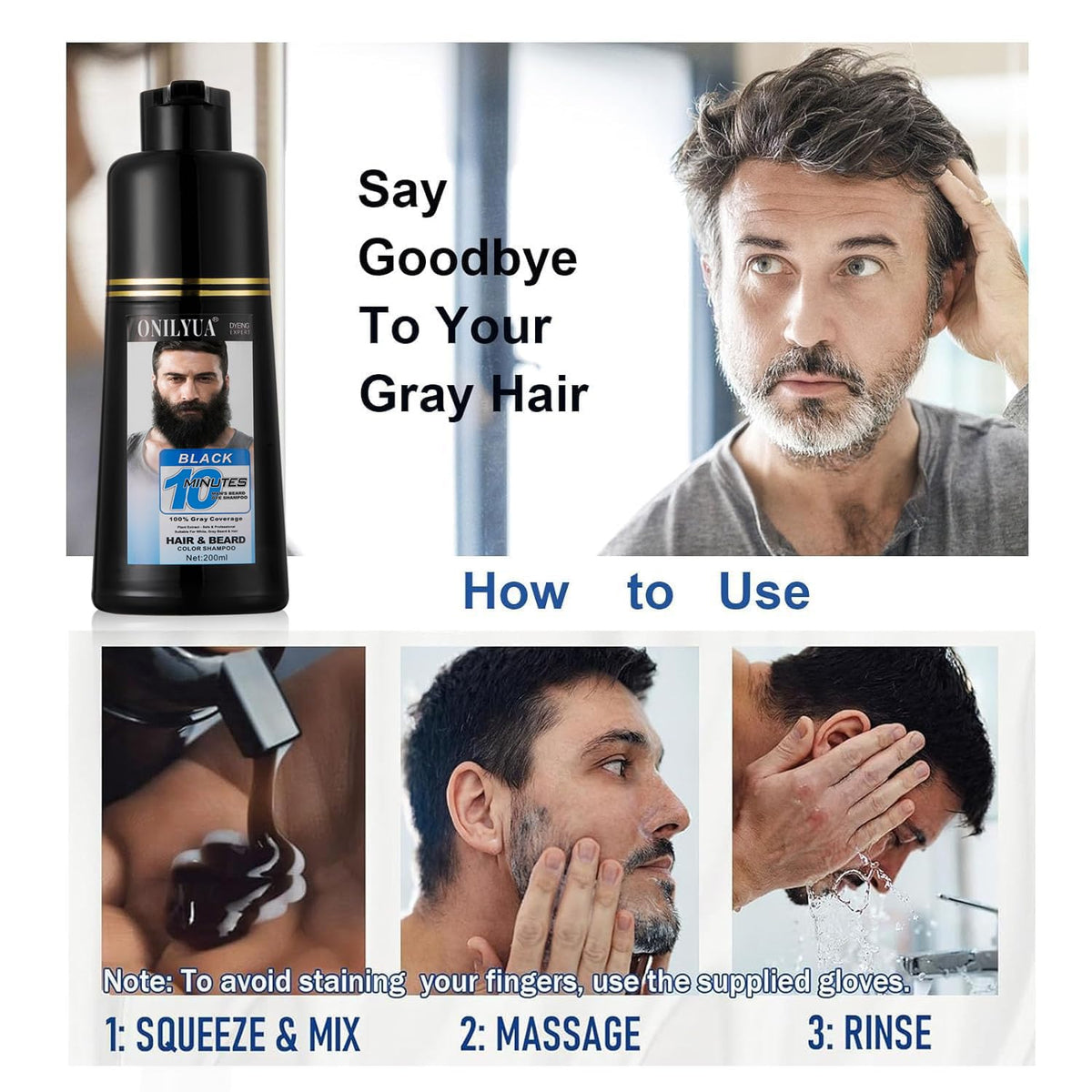 Fvquhvo beard dye shampoo color transformation shows even tone
