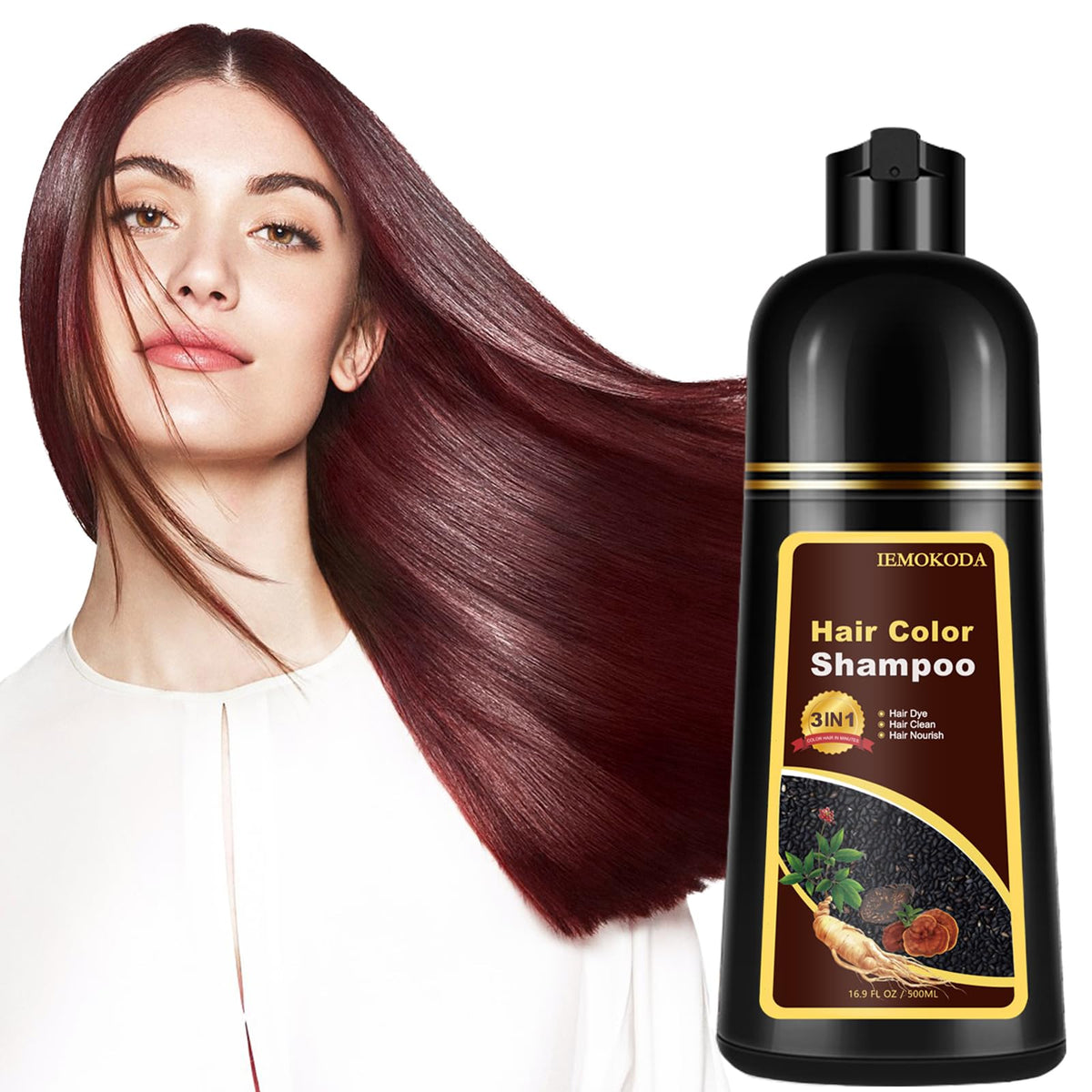 Fvquhvo Cherry Brown Hair Dye Shampoo bottle ready for quick at-home color.
