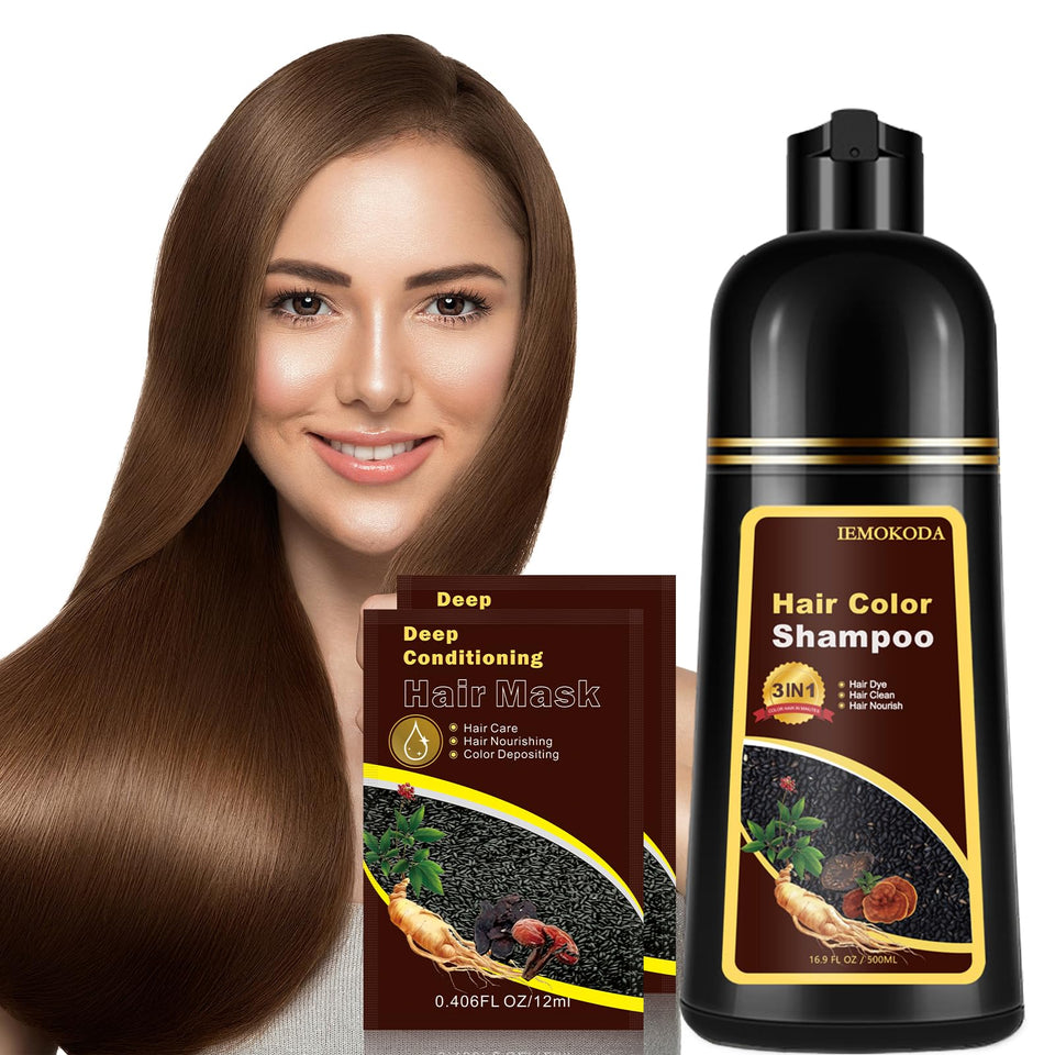 Fvquhvo Coffee Hair Dye Shampoo packaging highlights natural color transformation.