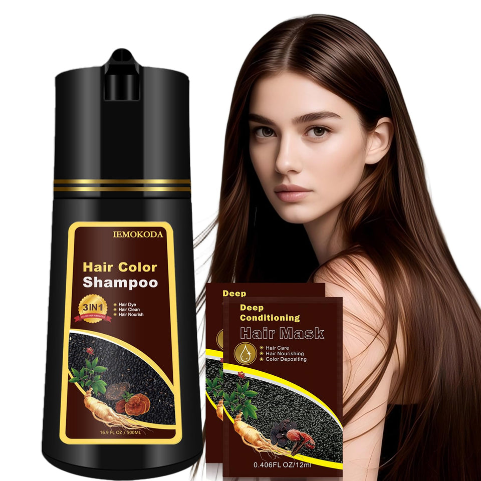 Fvquhvo Dark Coffee Hair Dye Shampoo bottle for seamless gray coverage.