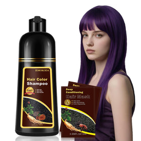 Fvquhvo Purple Hair Dye Shampoo bottle ready for at-home color refresh.