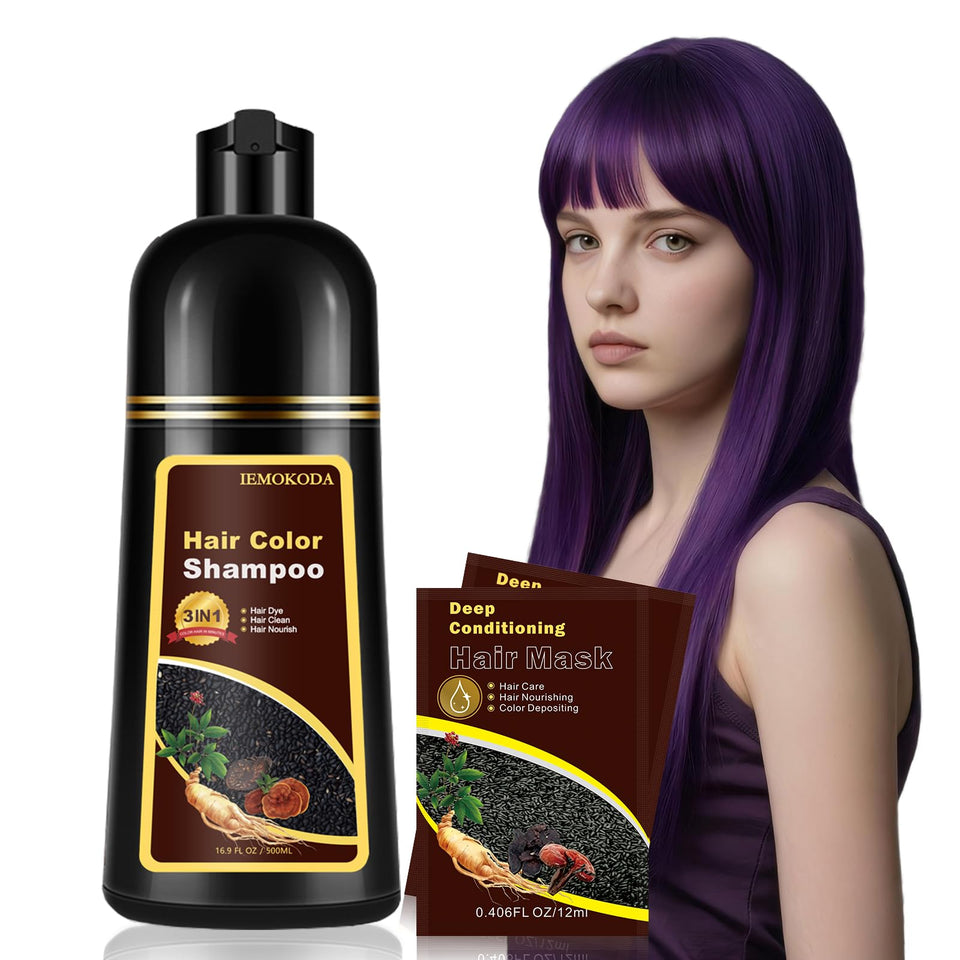 Fvquhvo Purple Hair Dye Shampoo bottle ready for at-home color refresh.