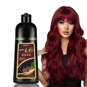 Fvquhvo red hair dye shampoo coverage demonstrates instant gray concealment with vibrant burgundy shine.