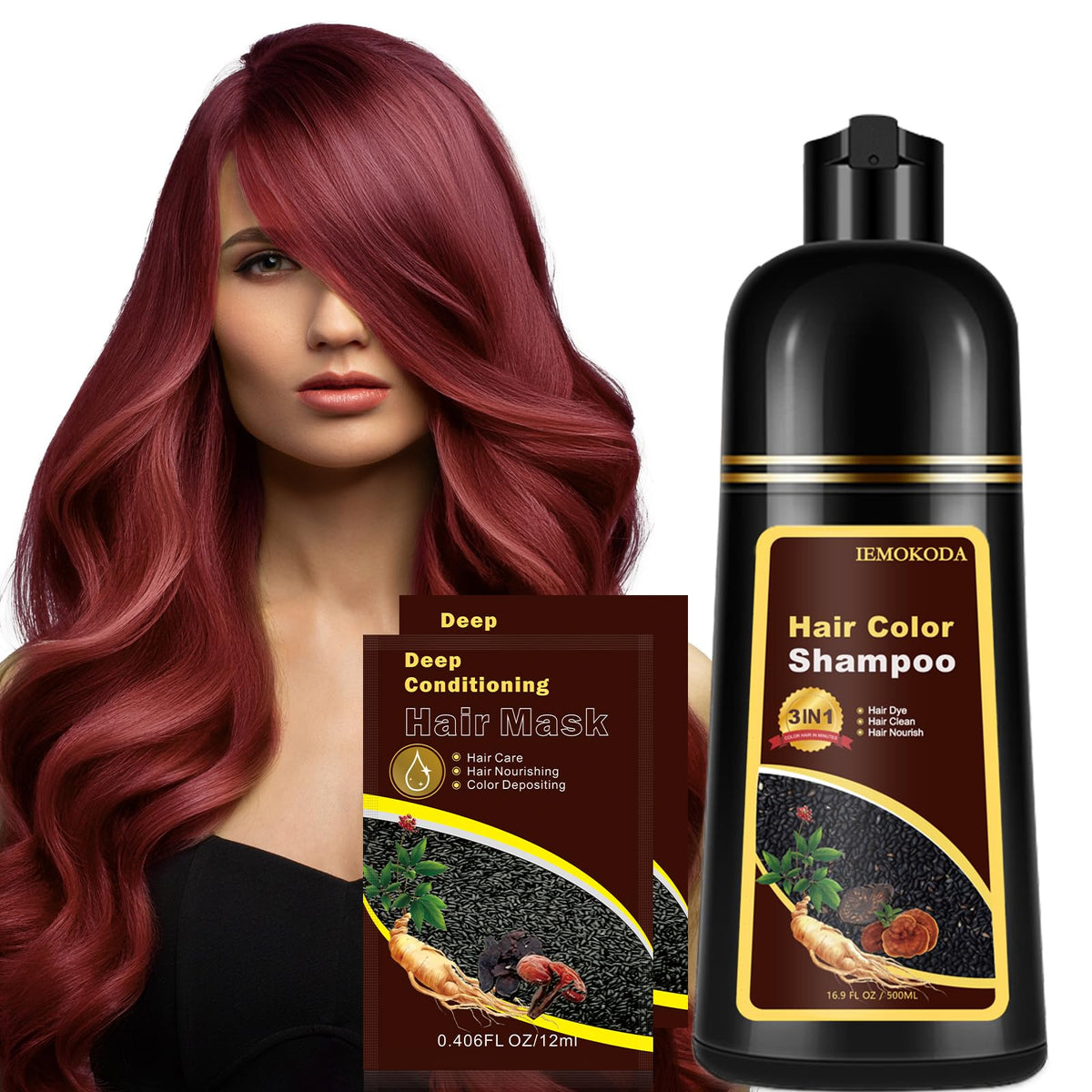 Fvquhvo wine red hair dye shampoo bottle ready for vibrant color maintenance.