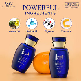 F&W Vitamin C serum bottle close-up highlighting premium formula