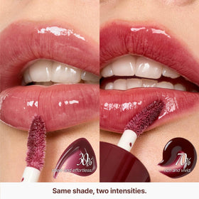 Close-up of rich, syrupy glaze from Fwee gloss on lips