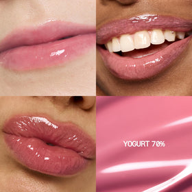 Fwee 3D Voluming Gloss Yogurt swatches show pigment range from sheer to rich