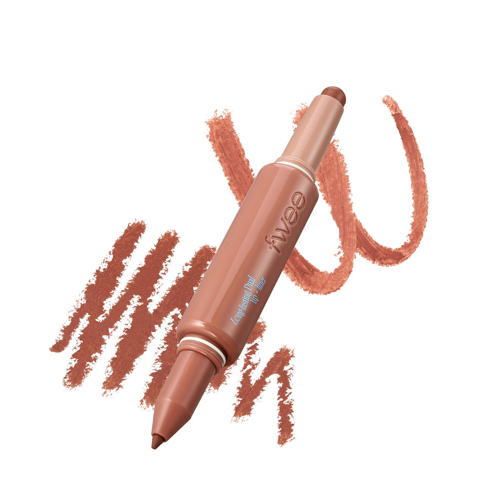 Fwee dual-stick lip liner Drawn To You delivers smooth application and precise long-lasting lip lining.