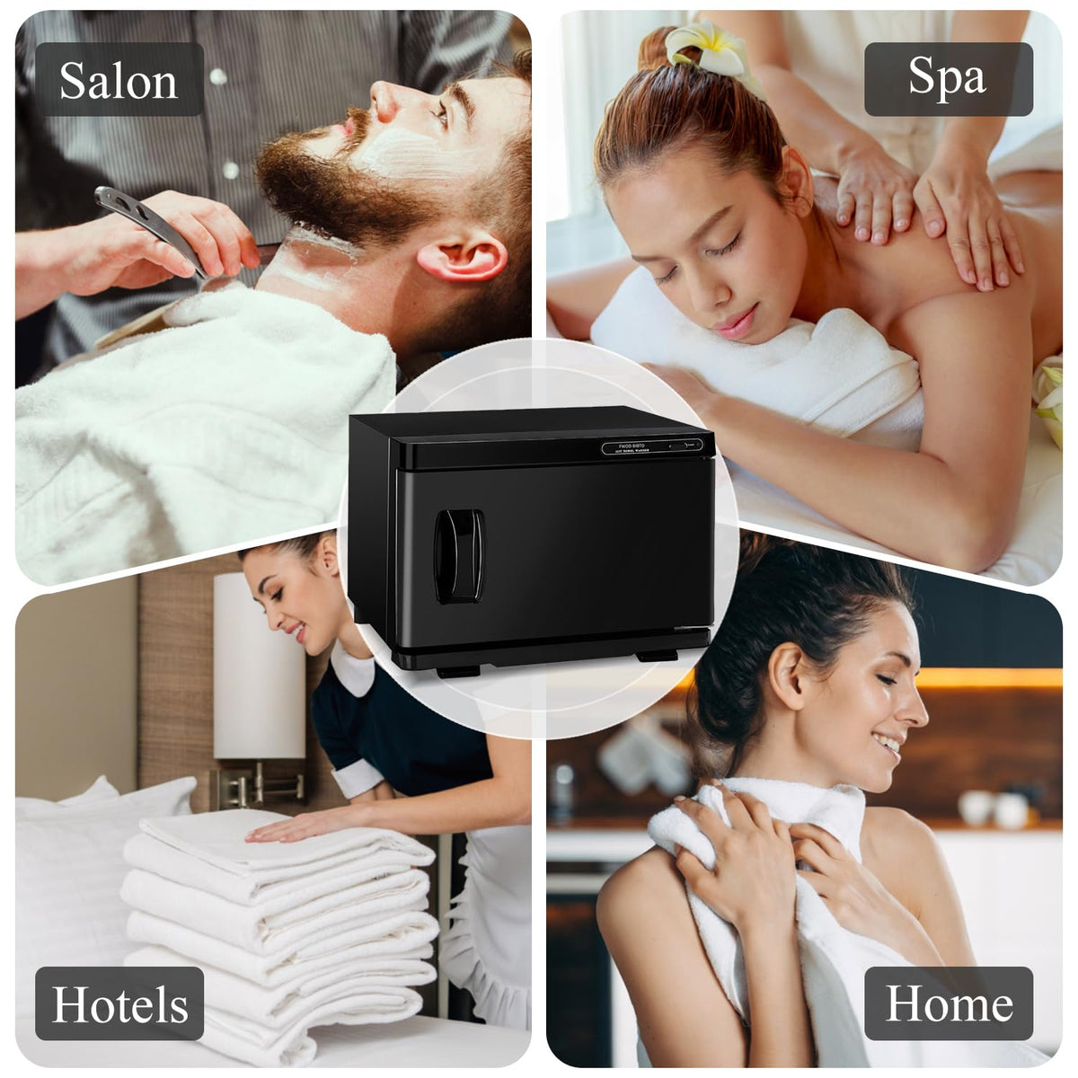 FWOD BIBTO hot towel warmer operates on 120V 60Hz for salons