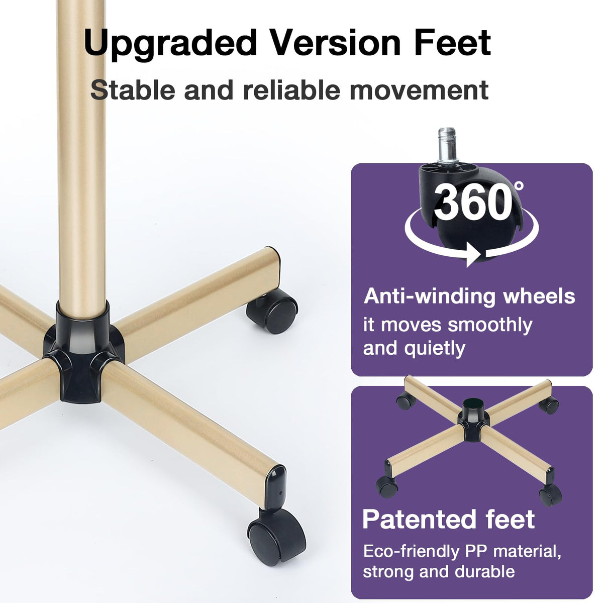 FWOD BIBTO metal feet rolling tray provides stable performance on floors.